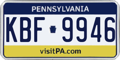 PA license plate KBF9946