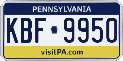 PA license plate KBF9950