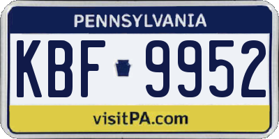 PA license plate KBF9952