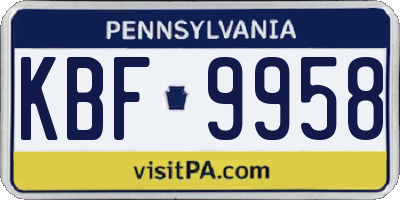 PA license plate KBF9958