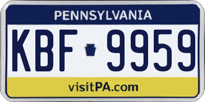 PA license plate KBF9959