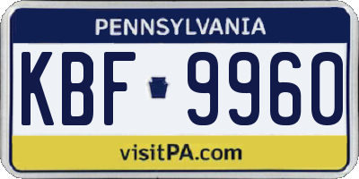 PA license plate KBF9960