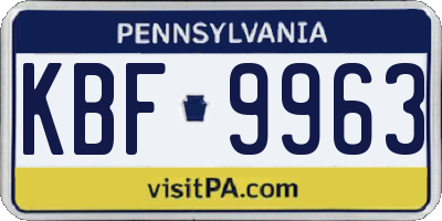 PA license plate KBF9963