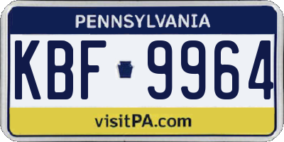 PA license plate KBF9964