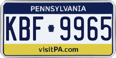PA license plate KBF9965