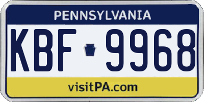 PA license plate KBF9968