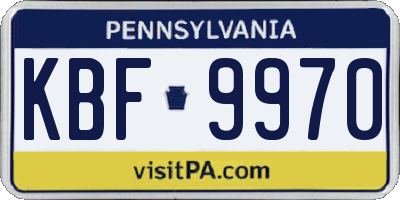 PA license plate KBF9970