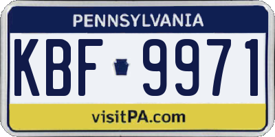 PA license plate KBF9971
