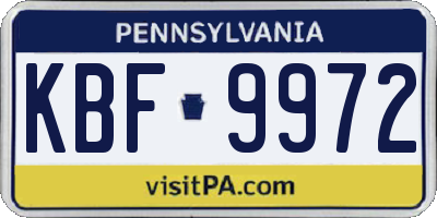PA license plate KBF9972