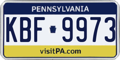 PA license plate KBF9973