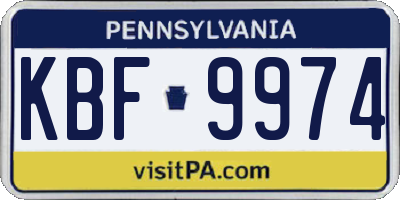 PA license plate KBF9974