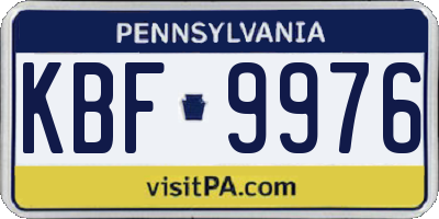 PA license plate KBF9976