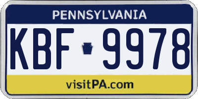 PA license plate KBF9978