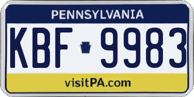 PA license plate KBF9983