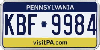 PA license plate KBF9984