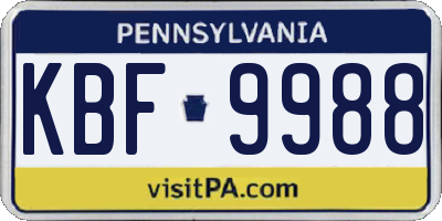 PA license plate KBF9988