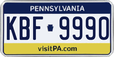 PA license plate KBF9990
