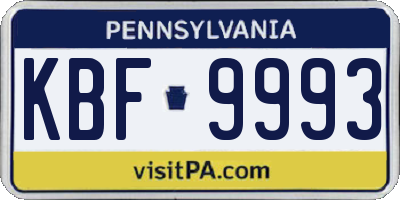 PA license plate KBF9993