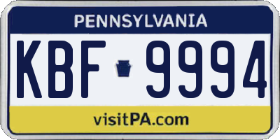 PA license plate KBF9994
