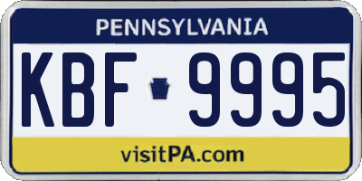 PA license plate KBF9995