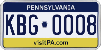 PA license plate KBG0008