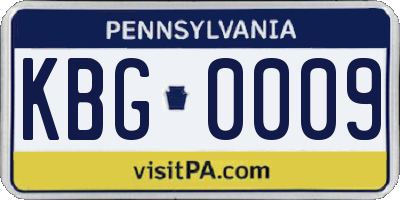 PA license plate KBG0009