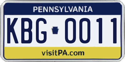 PA license plate KBG0011