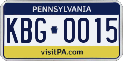 PA license plate KBG0015