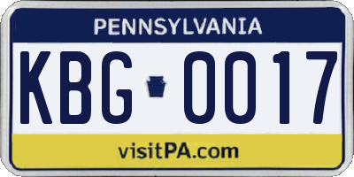 PA license plate KBG0017