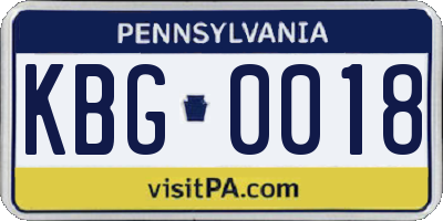 PA license plate KBG0018