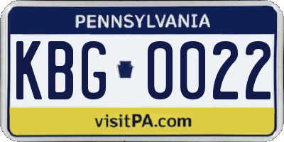 PA license plate KBG0022