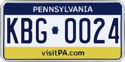 PA license plate KBG0024