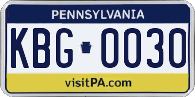 PA license plate KBG0030
