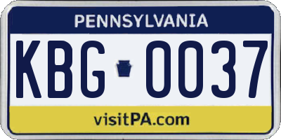 PA license plate KBG0037