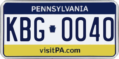 PA license plate KBG0040