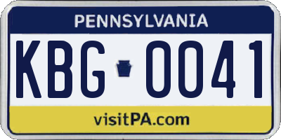 PA license plate KBG0041