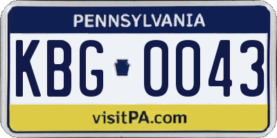 PA license plate KBG0043