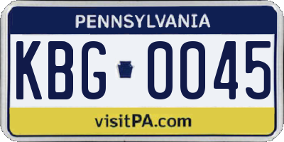 PA license plate KBG0045