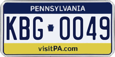 PA license plate KBG0049