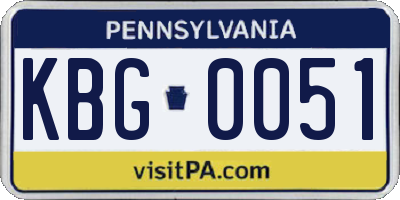 PA license plate KBG0051
