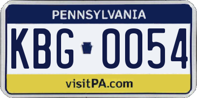 PA license plate KBG0054