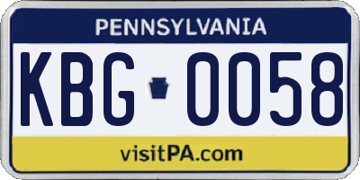 PA license plate KBG0058