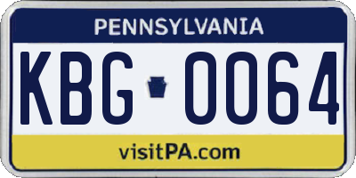 PA license plate KBG0064