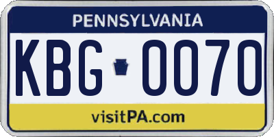 PA license plate KBG0070