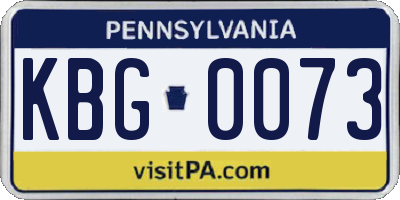 PA license plate KBG0073