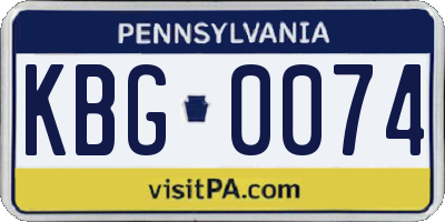 PA license plate KBG0074