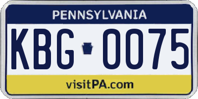 PA license plate KBG0075