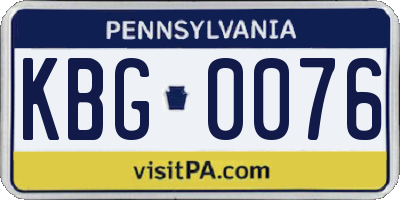 PA license plate KBG0076