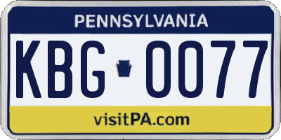 PA license plate KBG0077