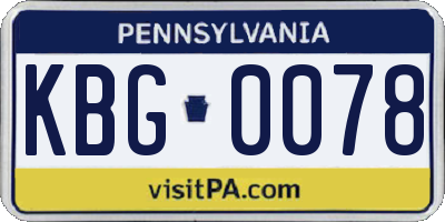 PA license plate KBG0078